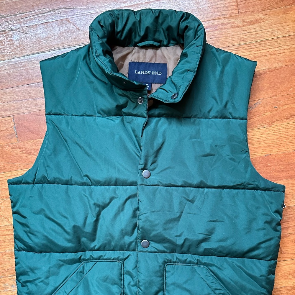 Lands' End Men's Olive Green Quilted Vest